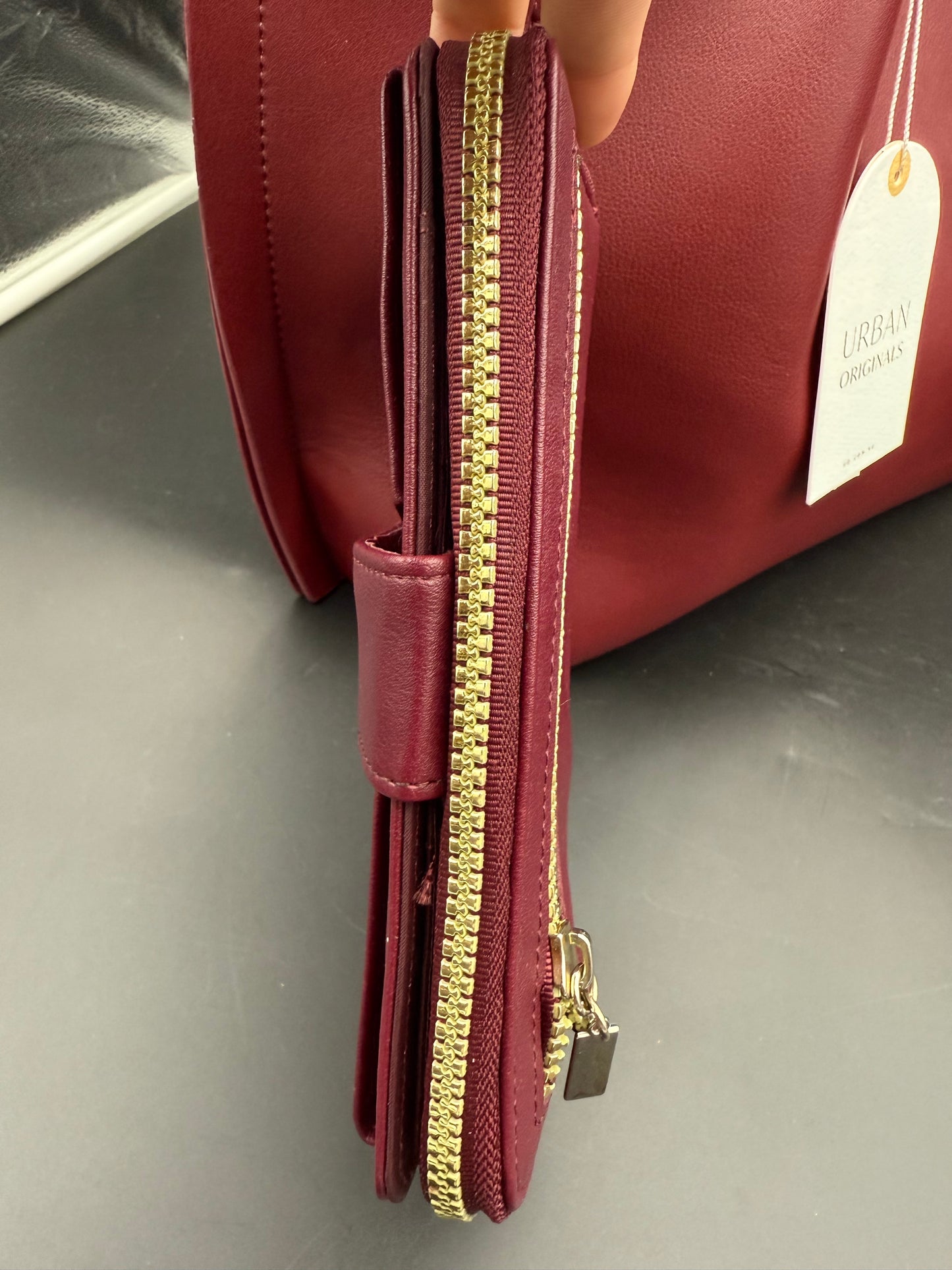 Burgundy handbag
