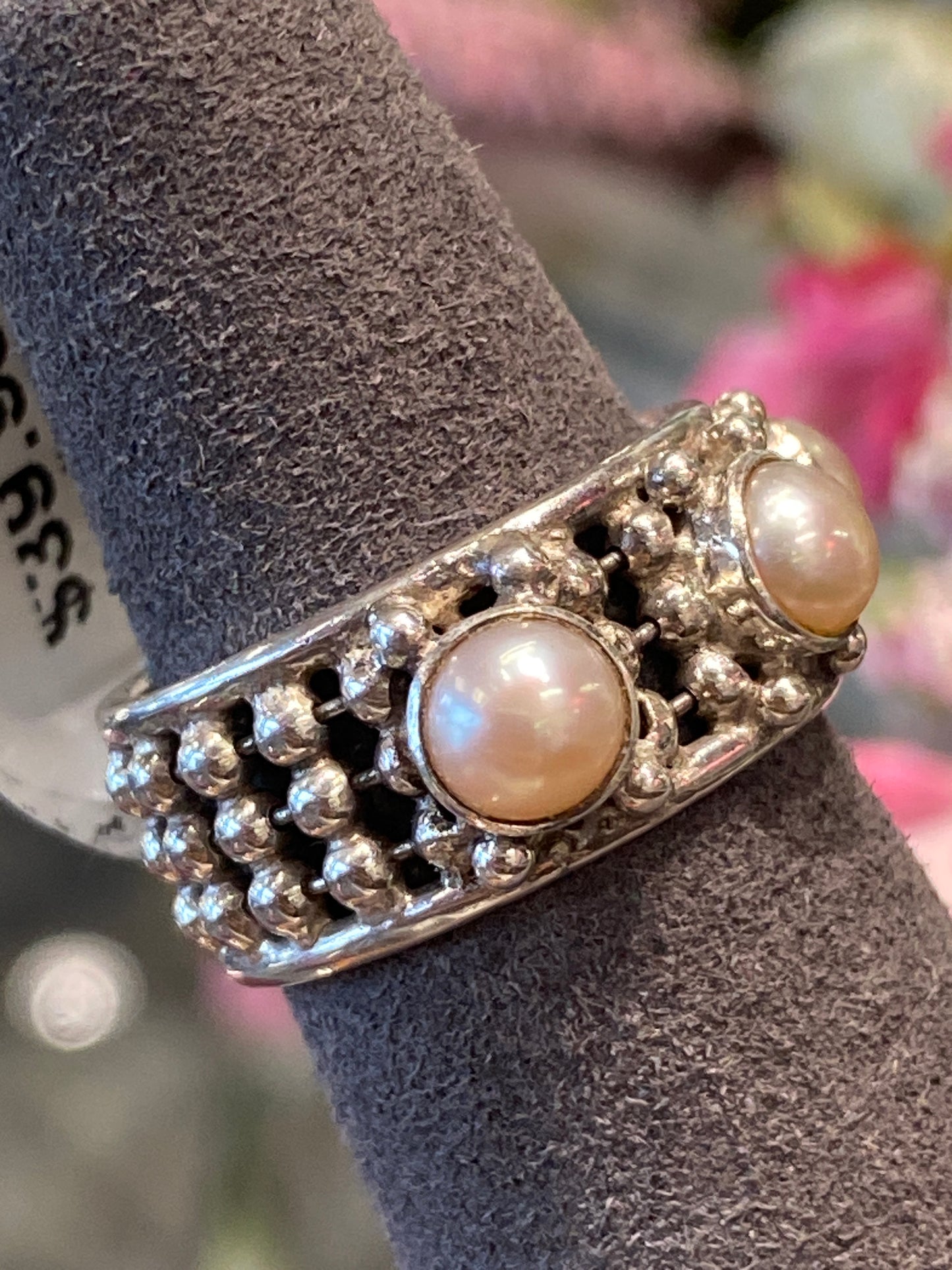 Silver Ring With Pearls