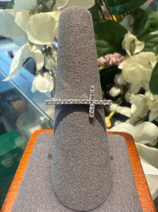 Silver cross ring