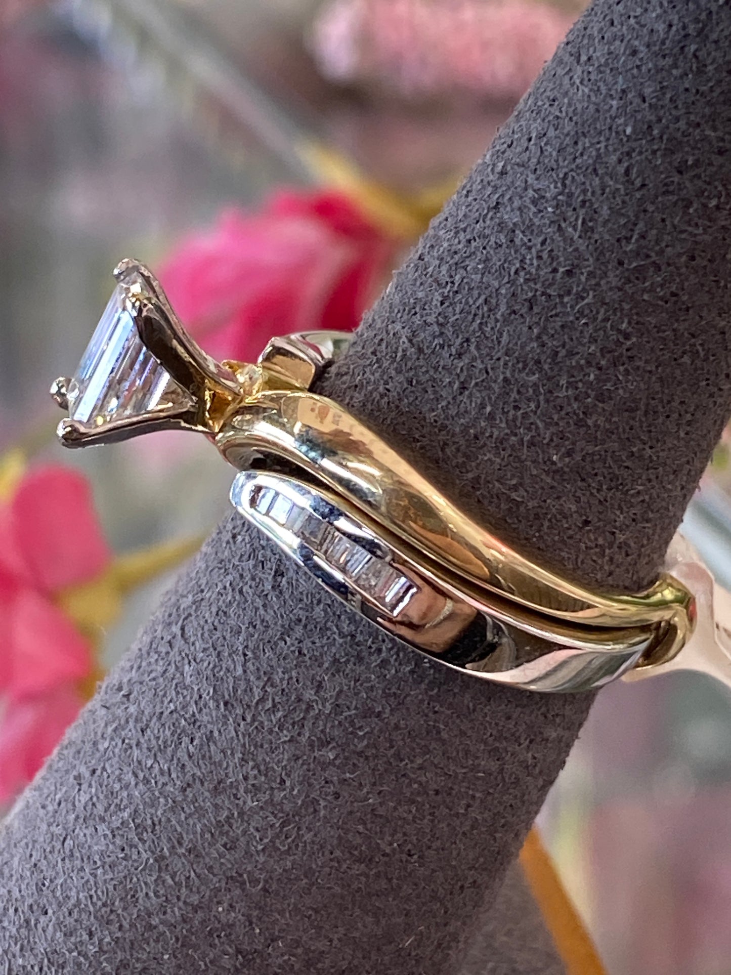 14k Two Tone Wedding Set