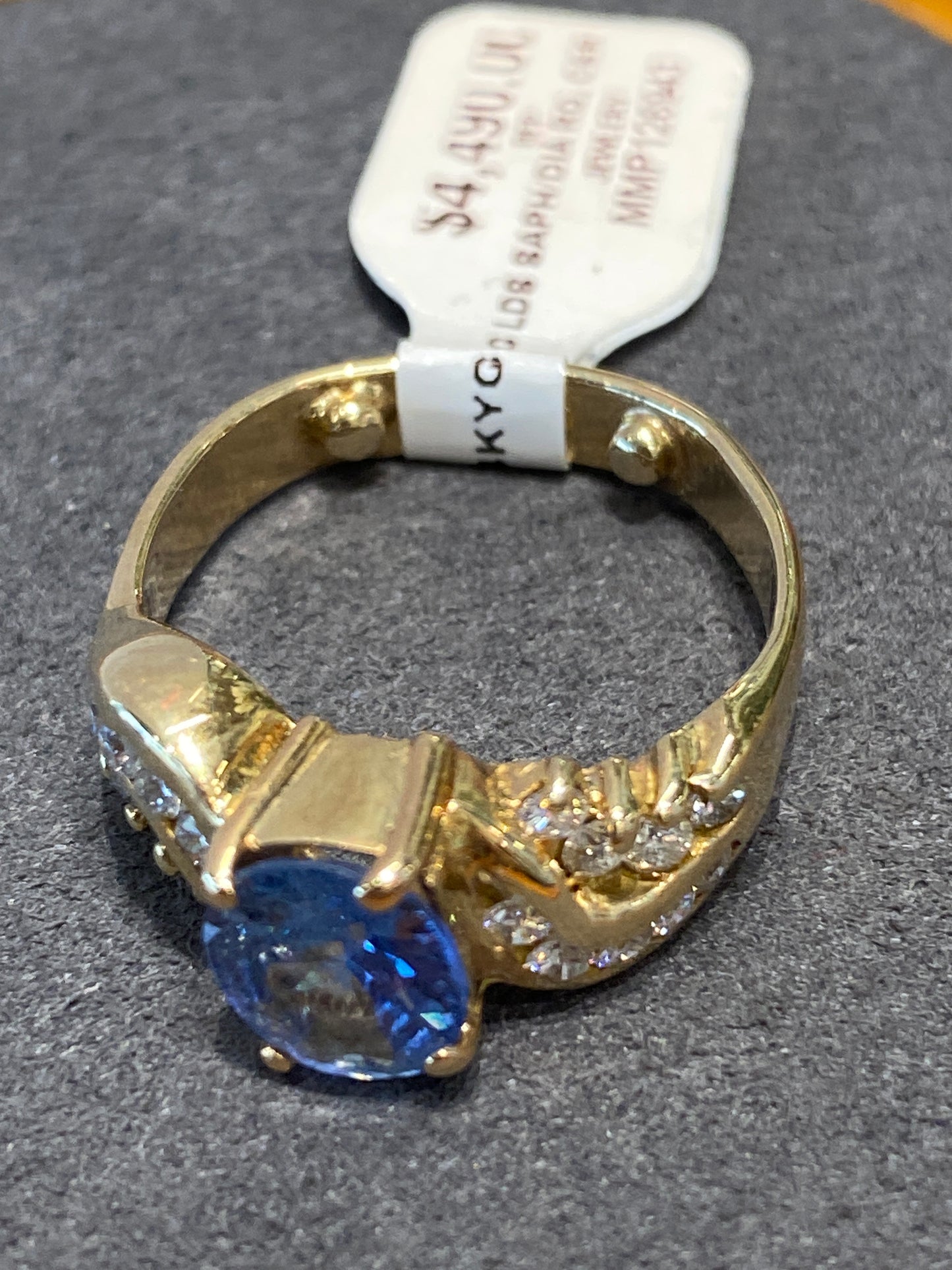 14k Yellow Gold Ring With A Blue Sapphire & Diamonds
