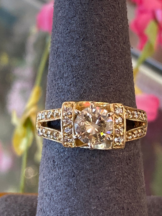 14k Yellow Gold Diamond Engagement Ring