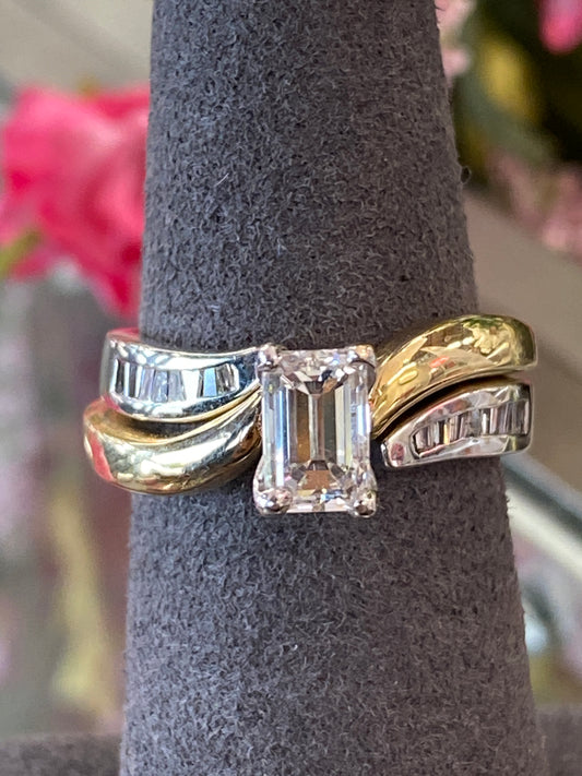14k Two Tone Wedding Set