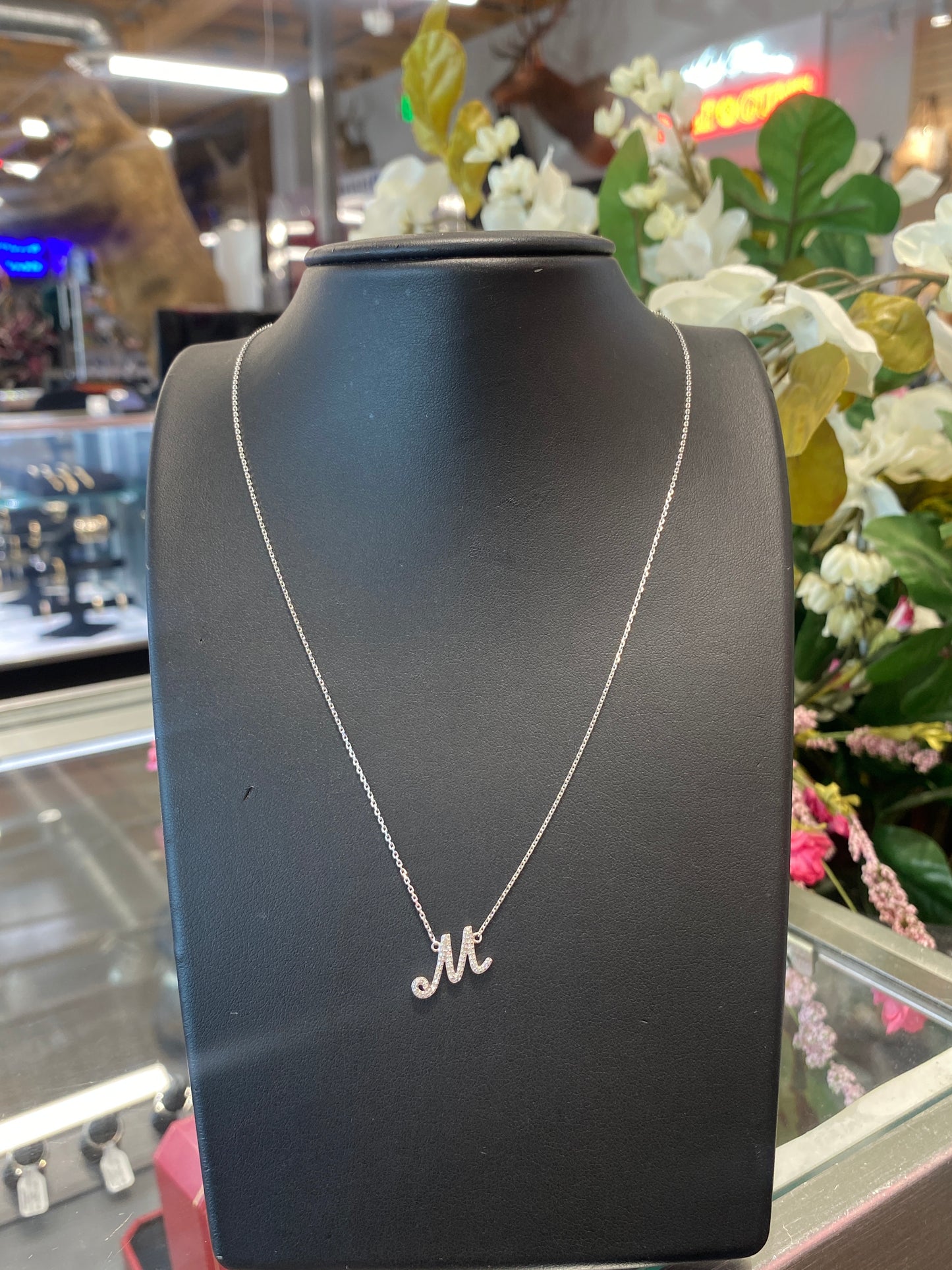 10k White Gold Chain With Diamond Pendant