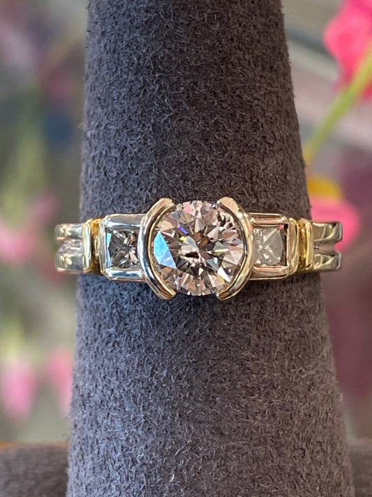 14k Two Tone Diamond Engagement Ring