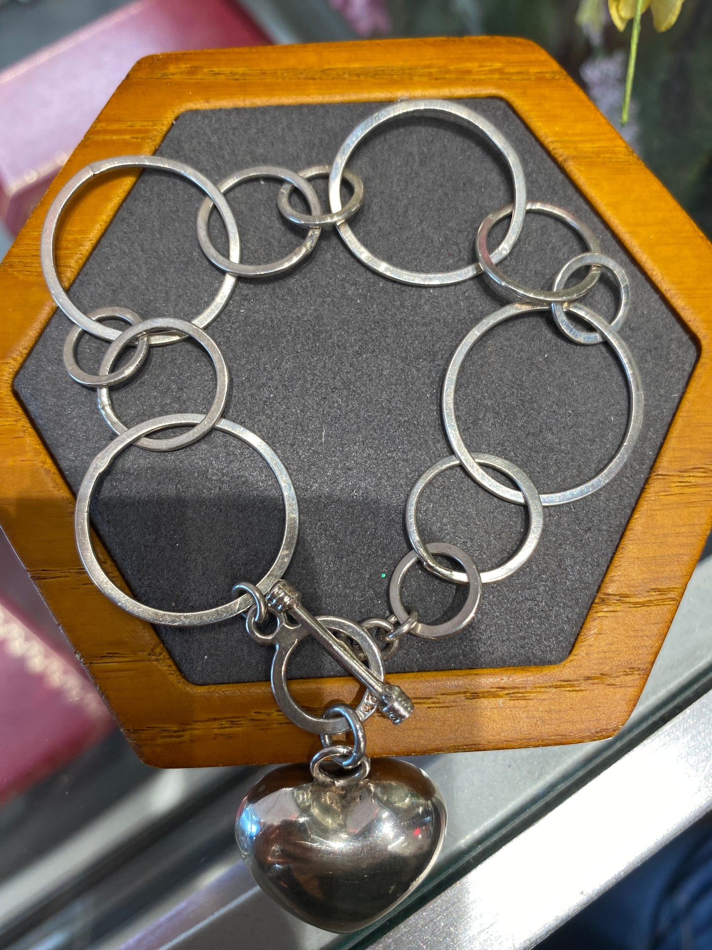 Silver Heart Toggle Bracelet