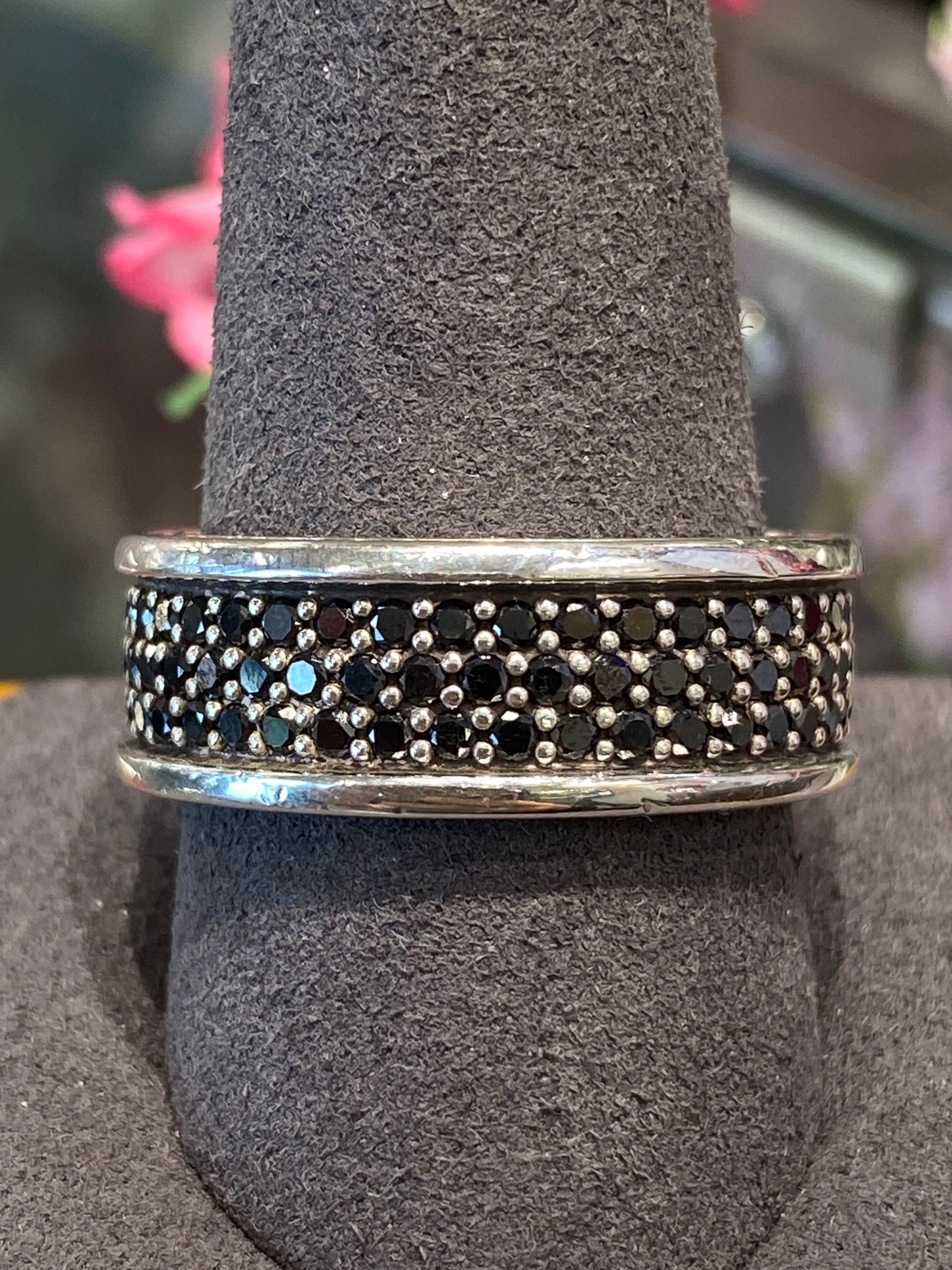 Silver David Yurman Band With Diamonds