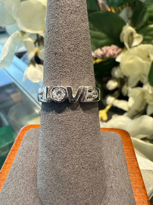 Silver love ring
