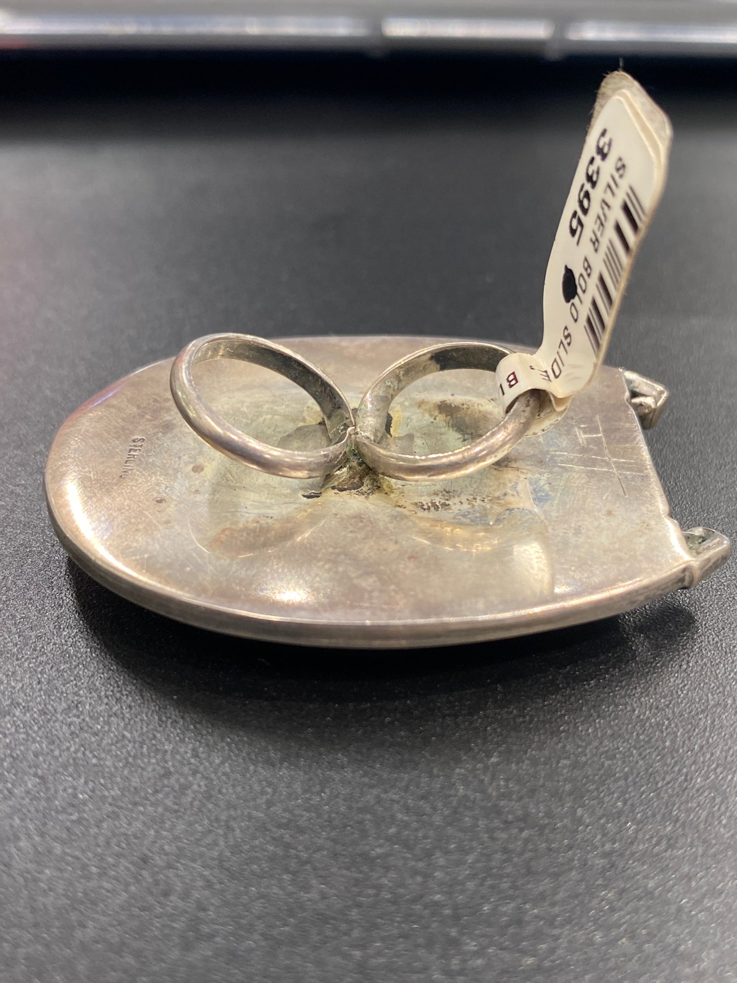 Silver Bolo Slide With Colored Stone