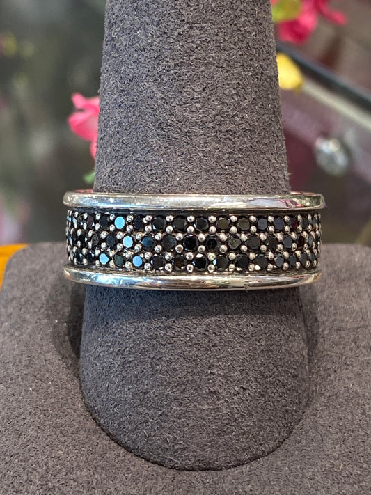 Silver David Yurman Band With Diamonds