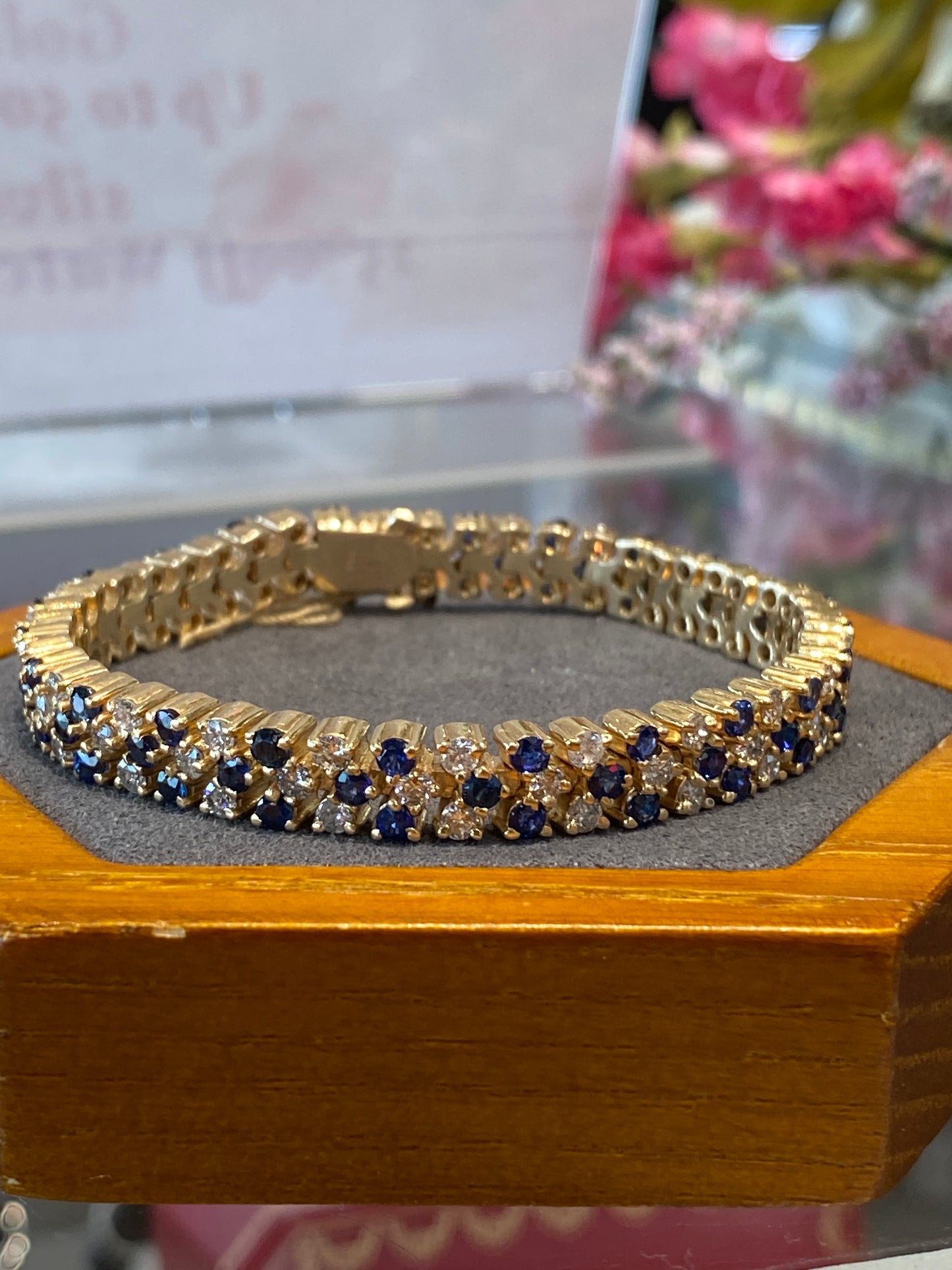 14k Yellow Gold Sapphire & Diamond Bracelet