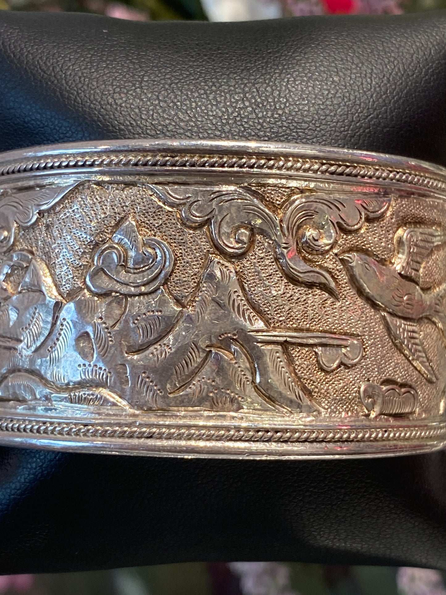 Silver Cuff Bracelet With Design