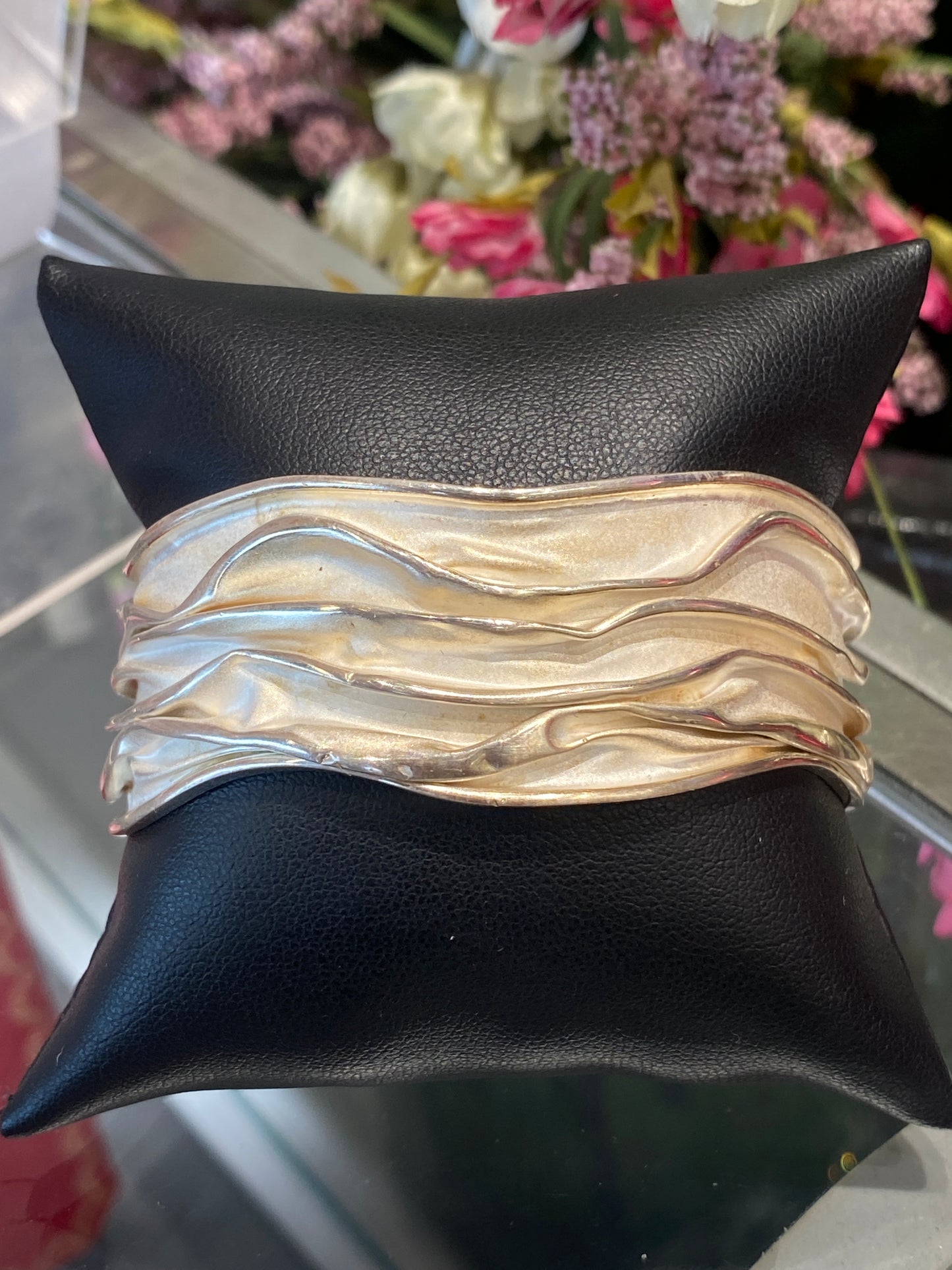 Silver Cuff Bracelet With Design
