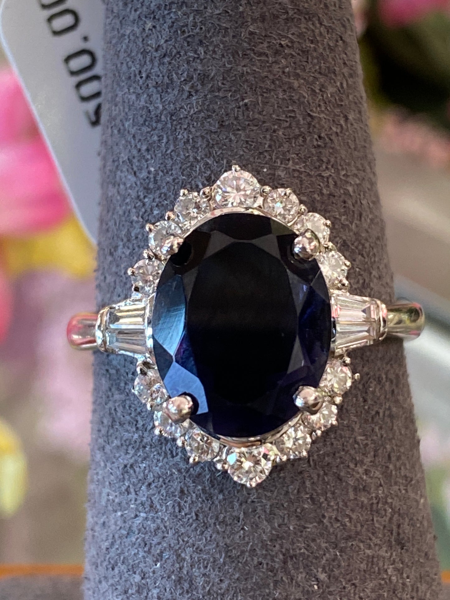 18k White Gold Iolite & Diamond Ring