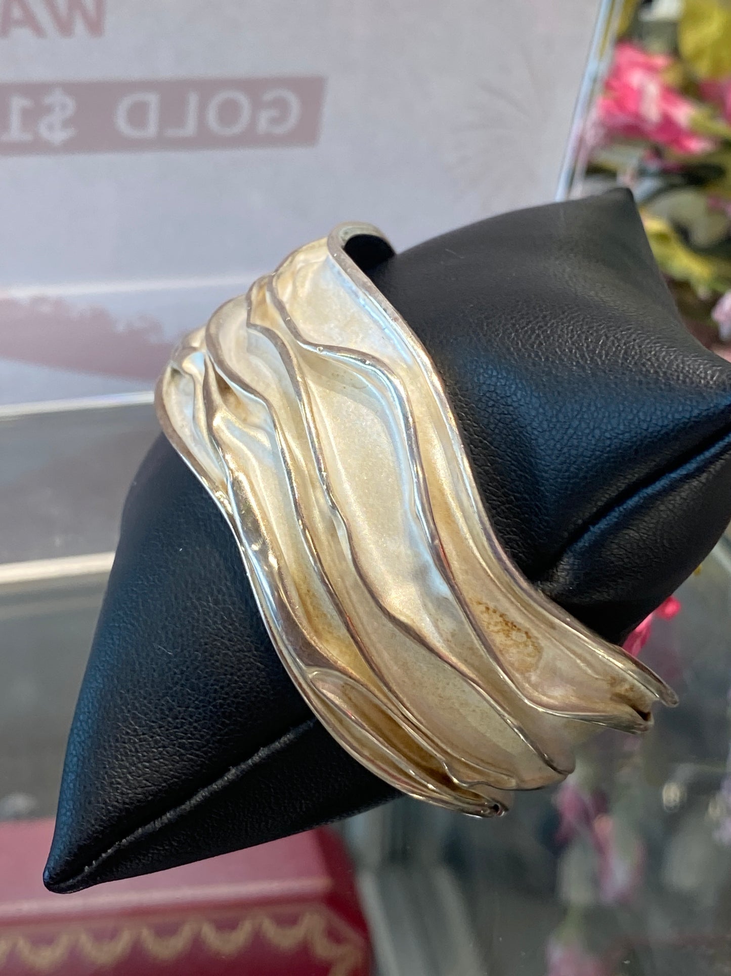 Silver Cuff Bracelet With Design