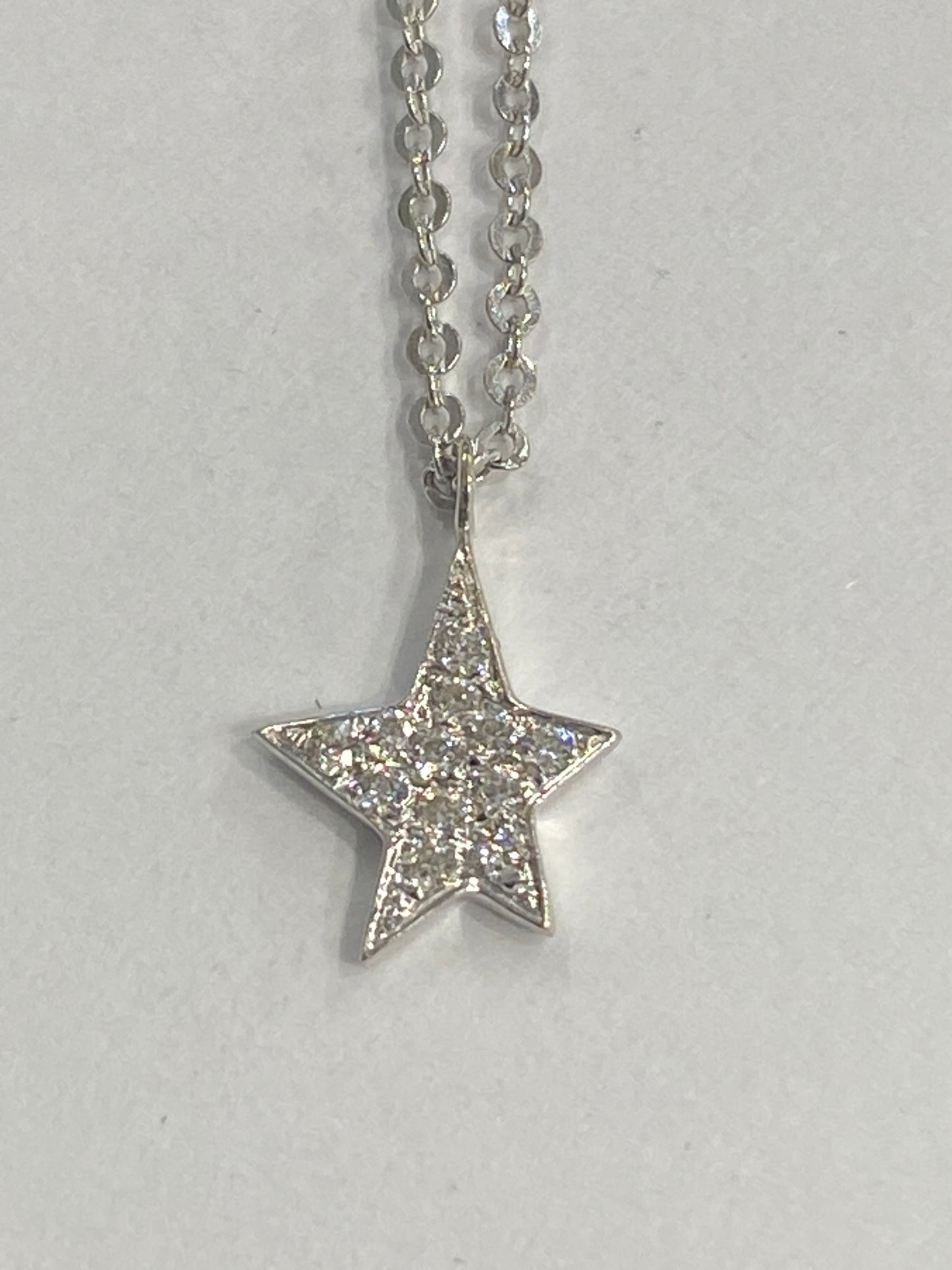 18k White Gold Chain W/Diamond Star Pendant