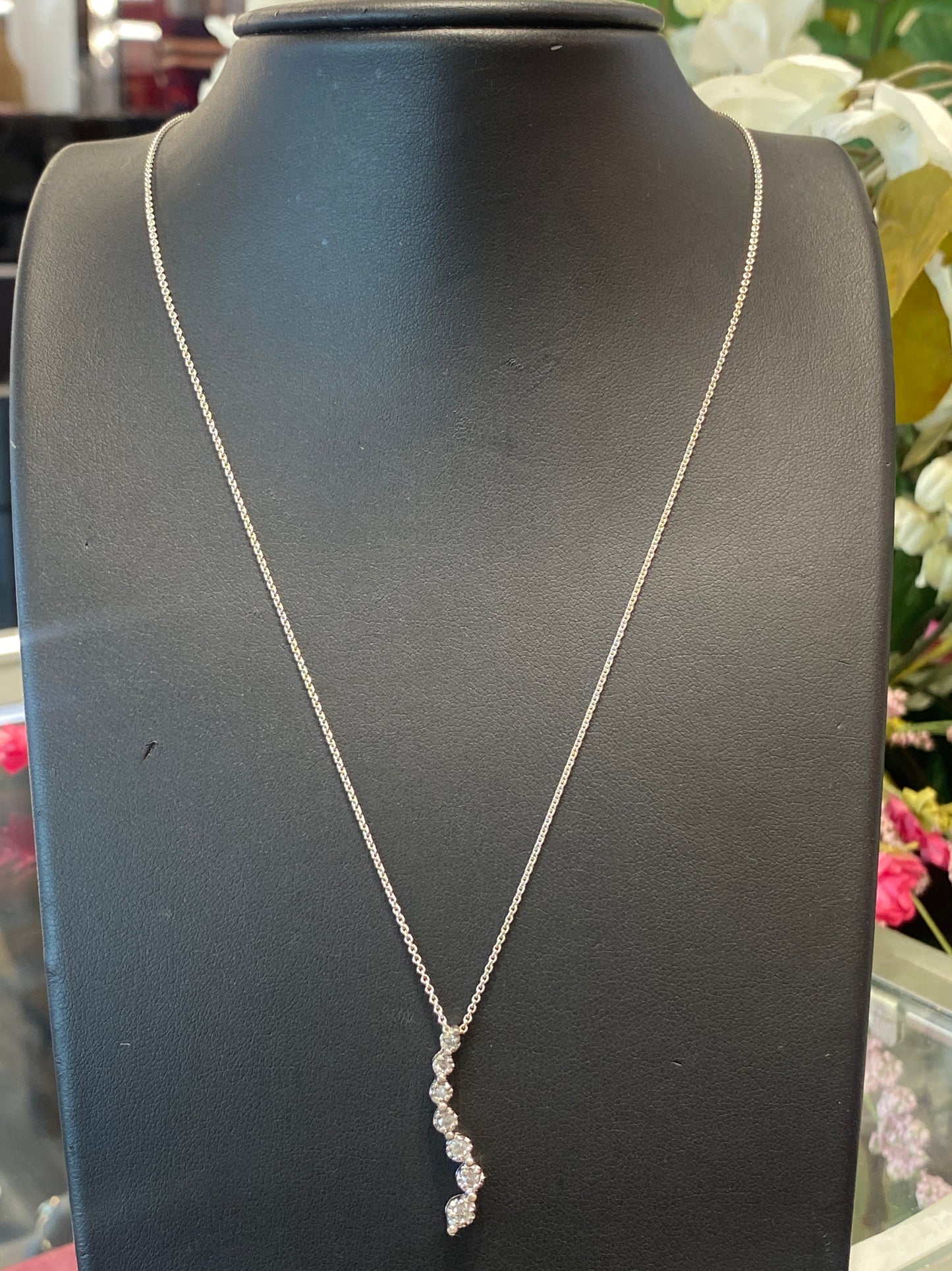 Silver Chain W/Diamond Pendant