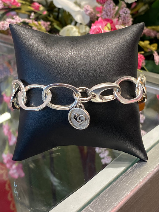 Silver Link Bracelet With Charm