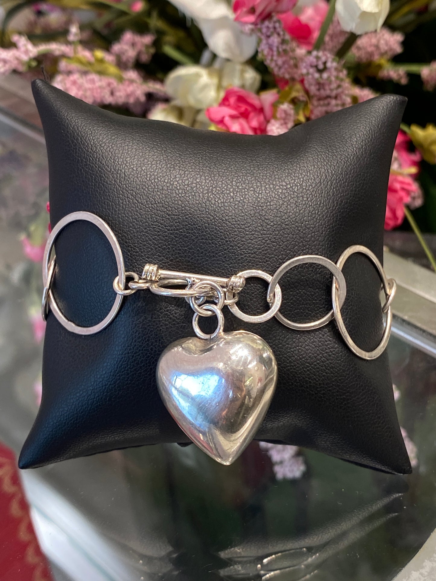 Silver Heart Toggle Bracelet