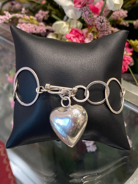 Silver Heart Toggle Bracelet