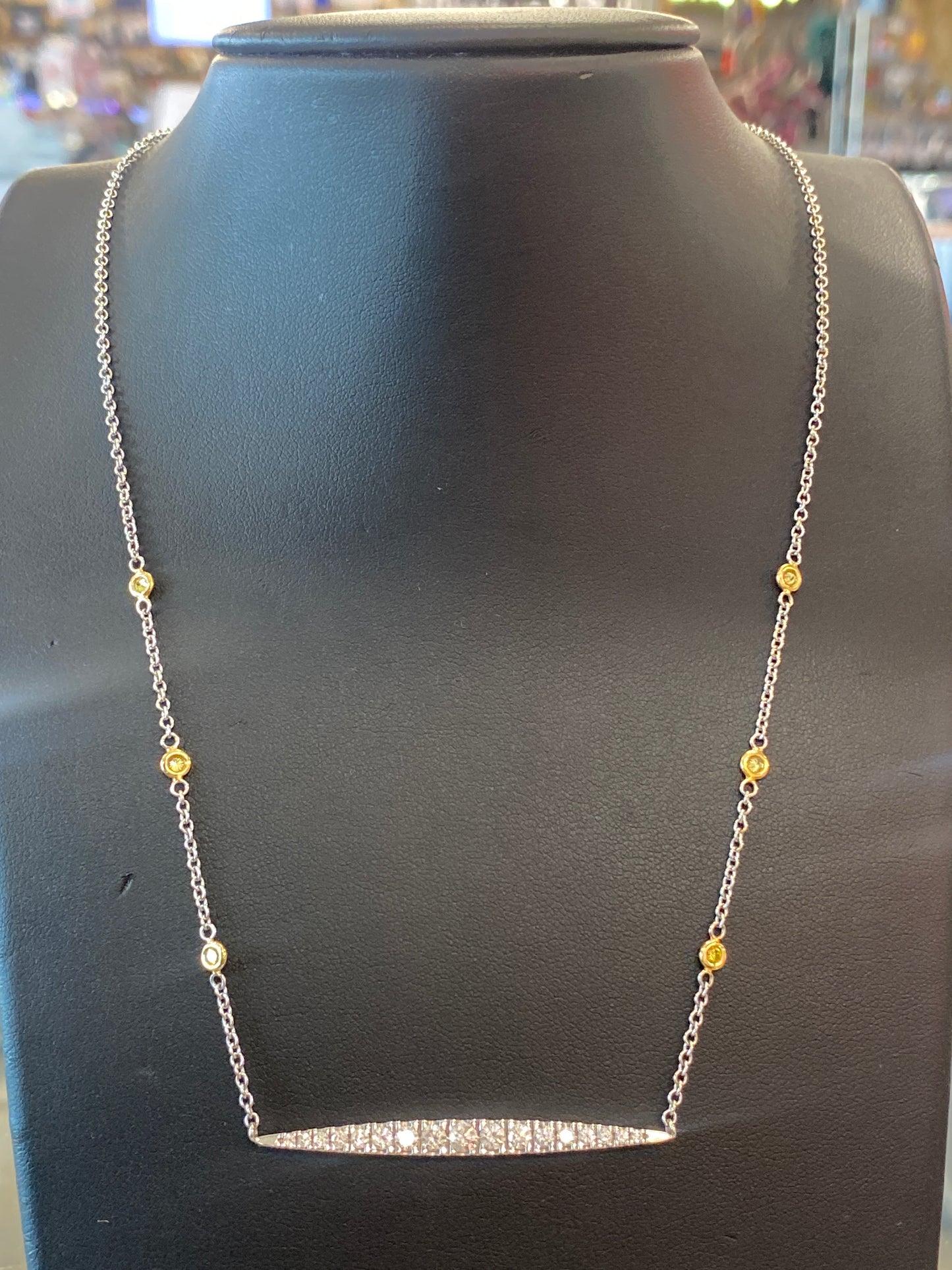 14k Two Tone Chain W/Diamond Pendant