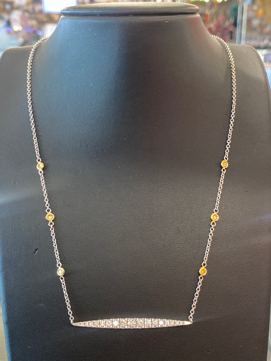 14k Two Tone Chain W/Diamond Pendant