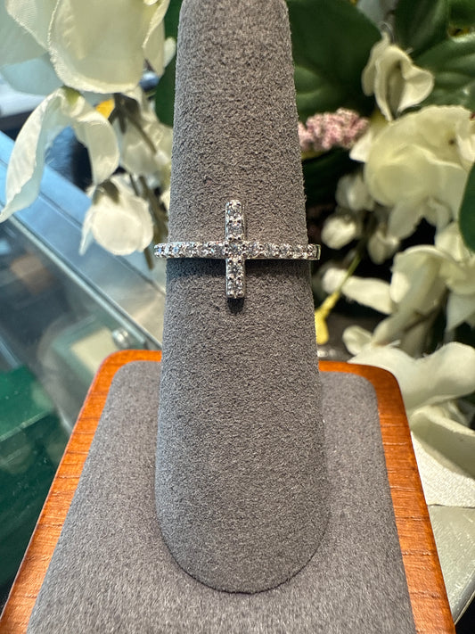 Silver cross ring
