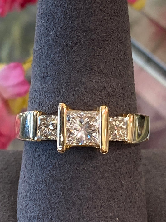 14k Two Tone Diamond Engagement Ring
