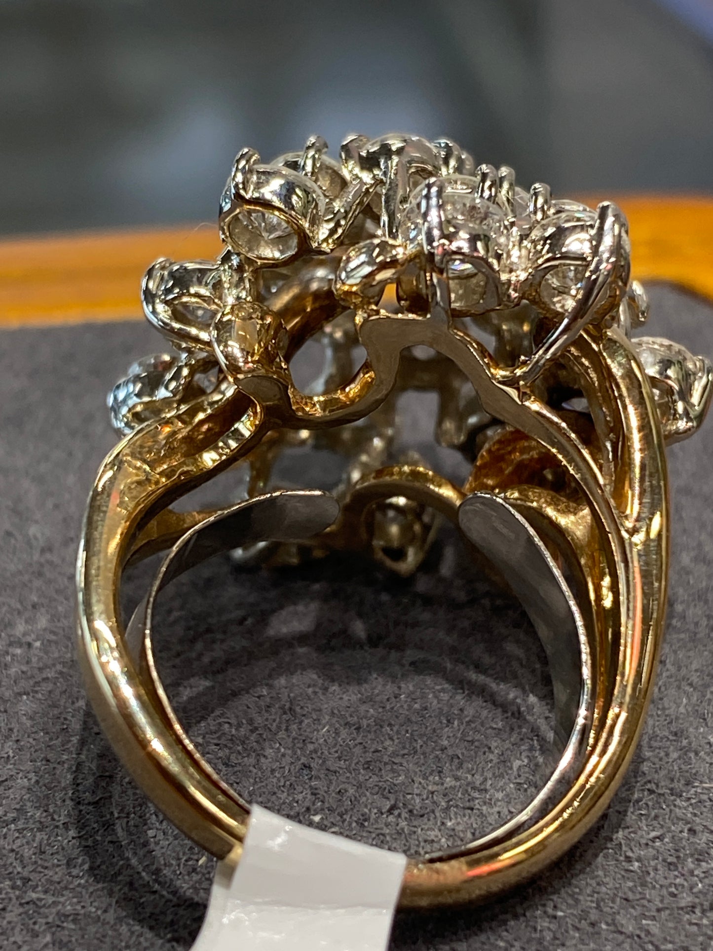 14k Yellow Gold Diamond Cluster Ring