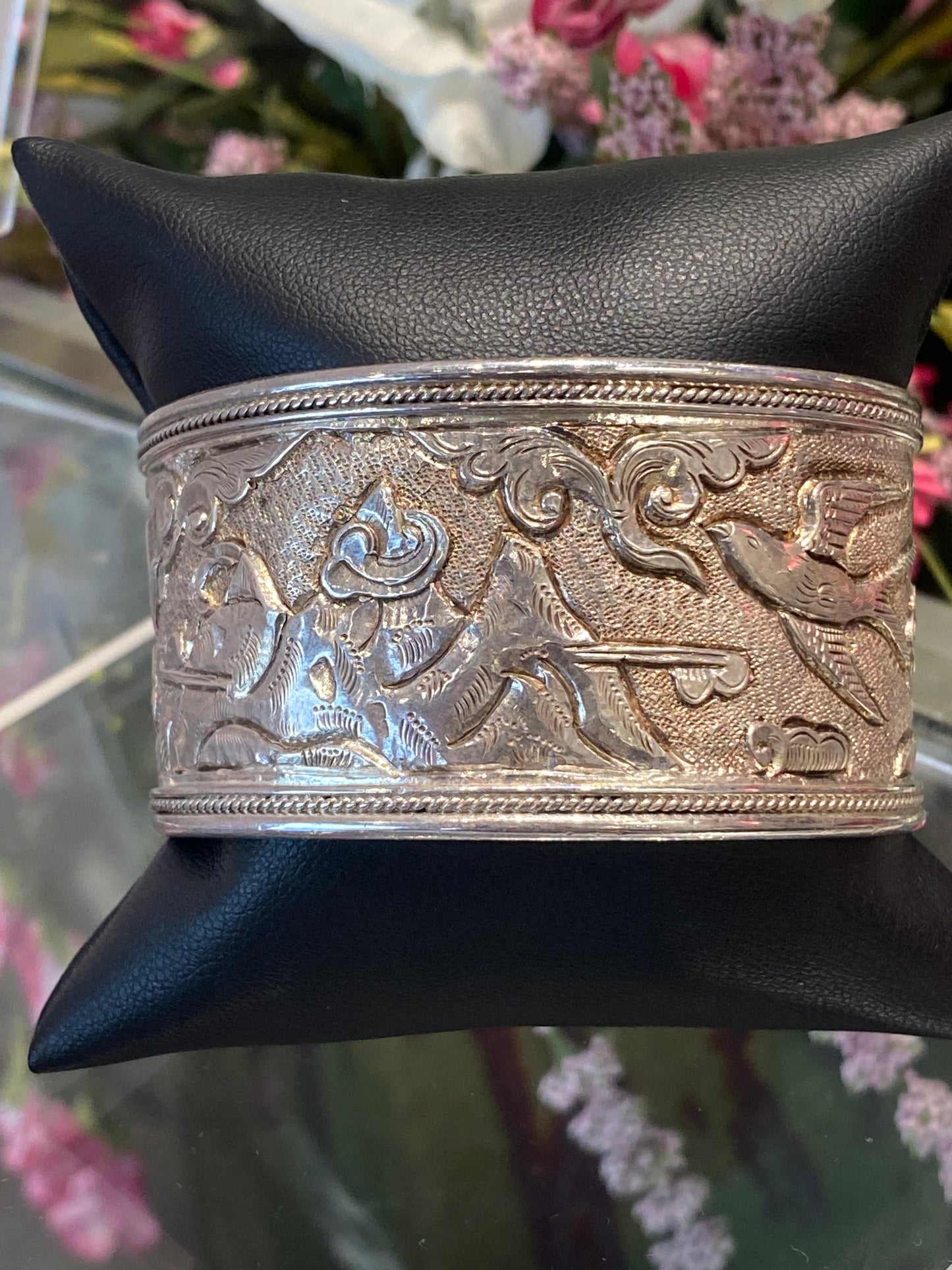 Silver Cuff Bracelet With Design