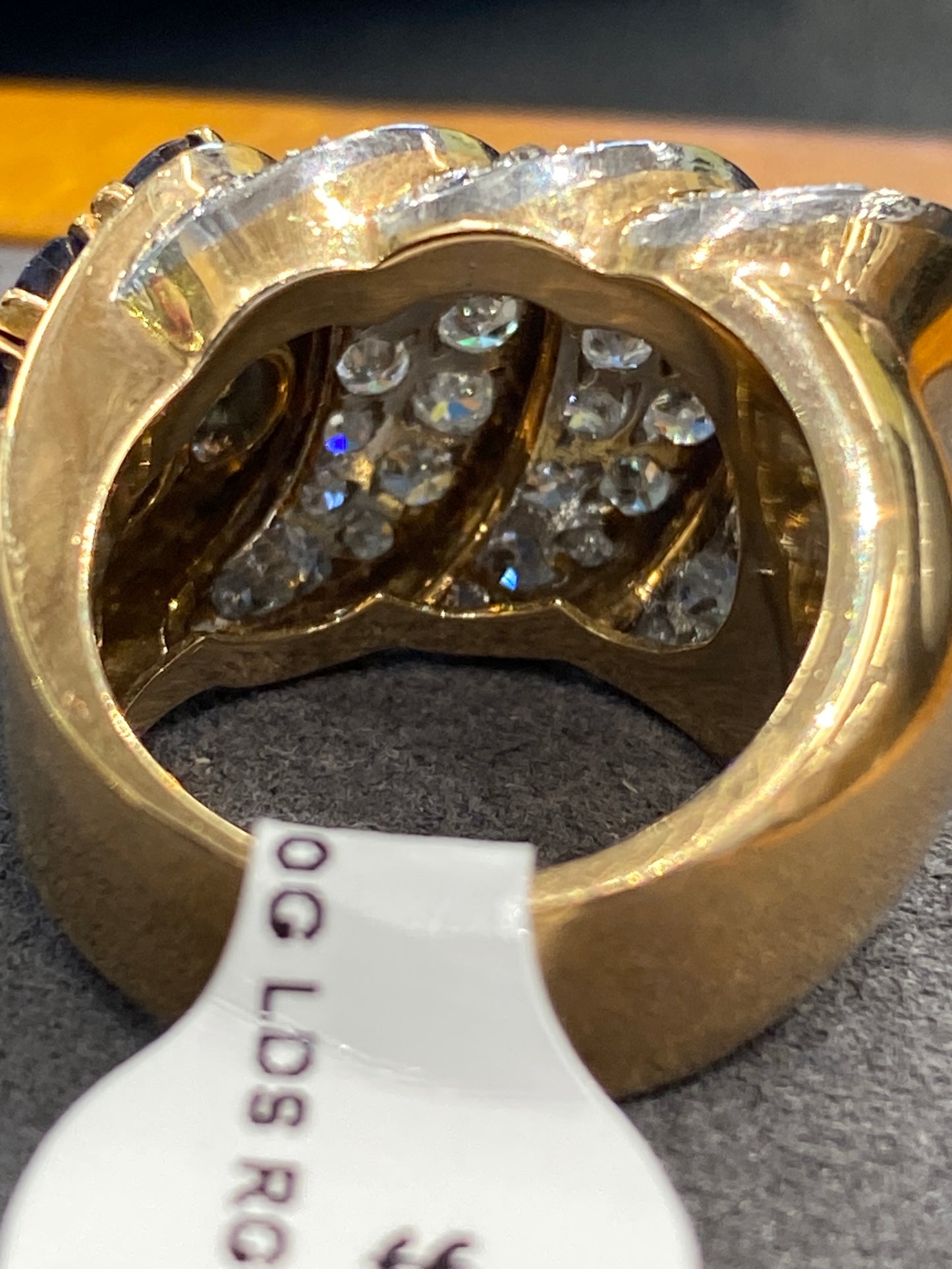 18k Two Tone Gold Diamond & Sapphire Ring