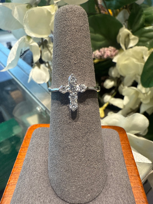 Silver cross ring
