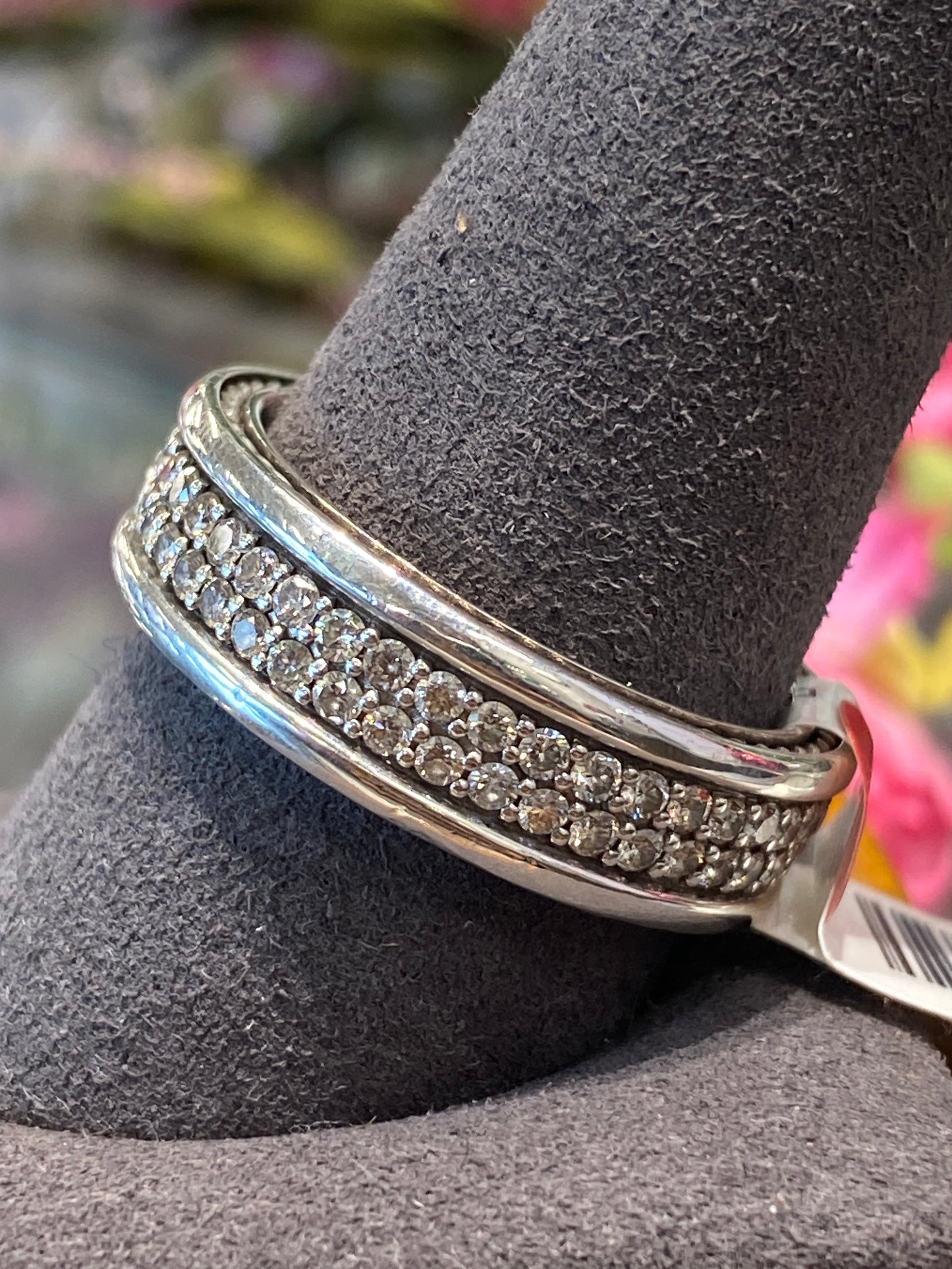 Silver David Yurman Diamond Band