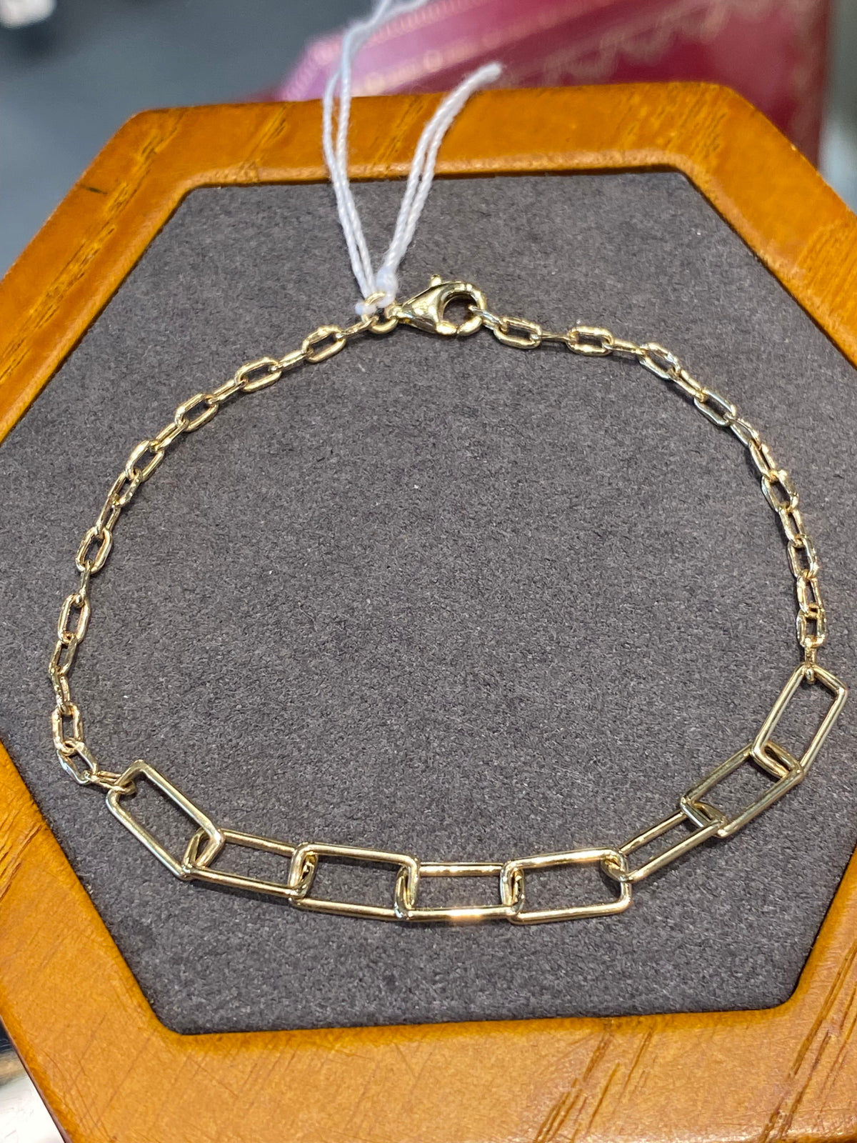 14k Yellow Gold Paper Clip Bracelet