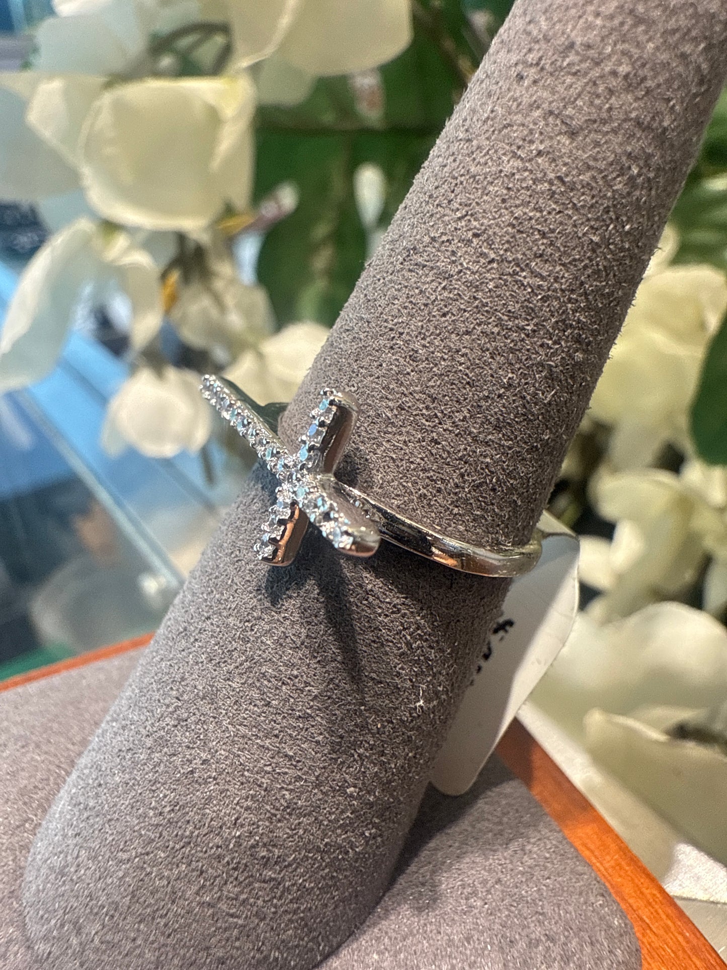 Silver cross ring