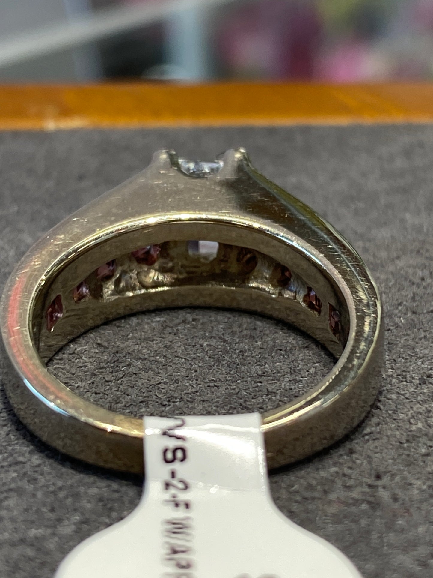 14k White Gold Diamond & Pink Tourmaline Ring