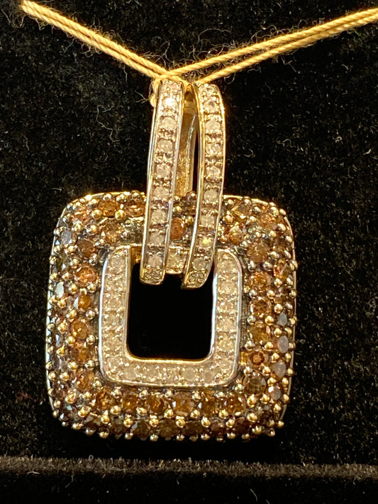 14k Two Tone Diamond Pendant