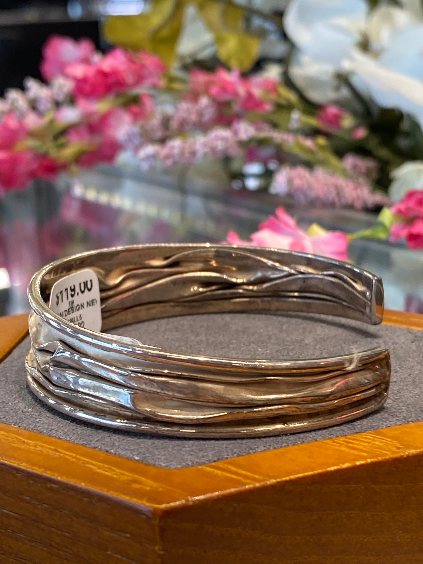 Silver Cuff Bracelet With Design