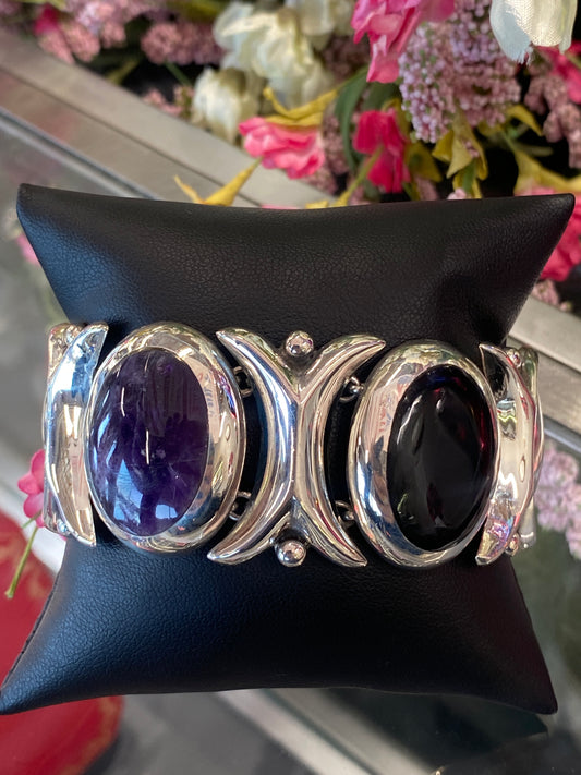 Silver Bracelet With Colored Stones