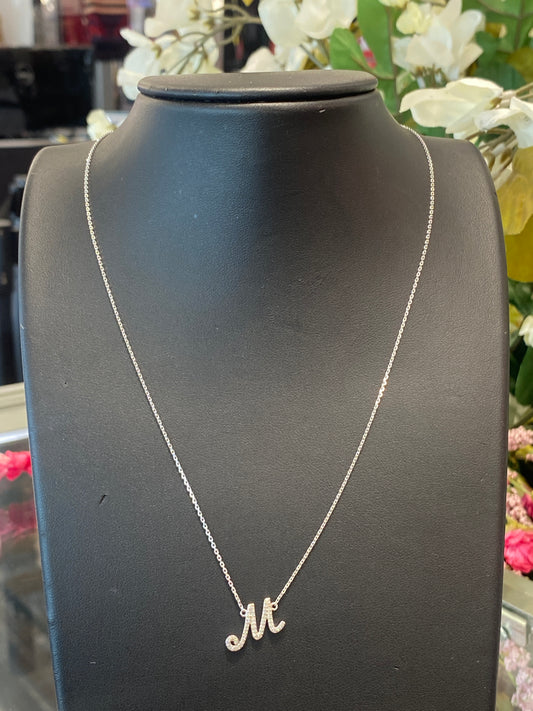 10k White Gold Chain With Diamond Pendant