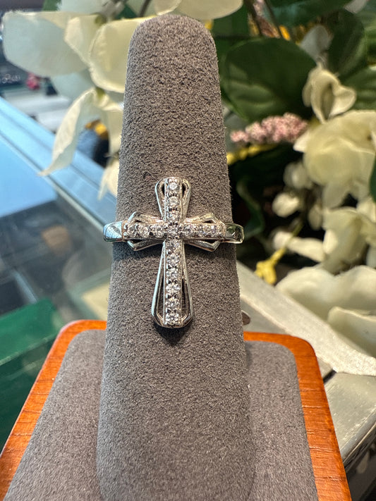 Silver cross ring