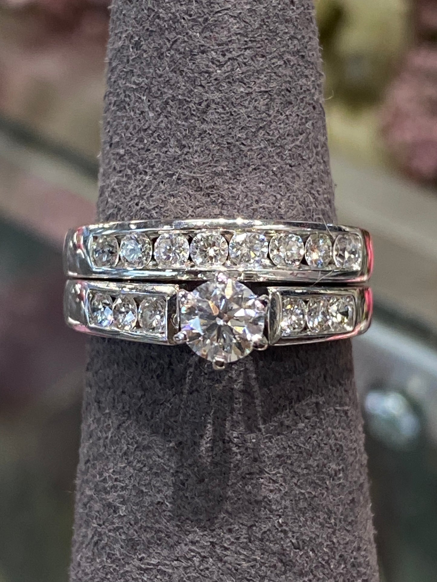 14k White Gold Diamond Wedding Set