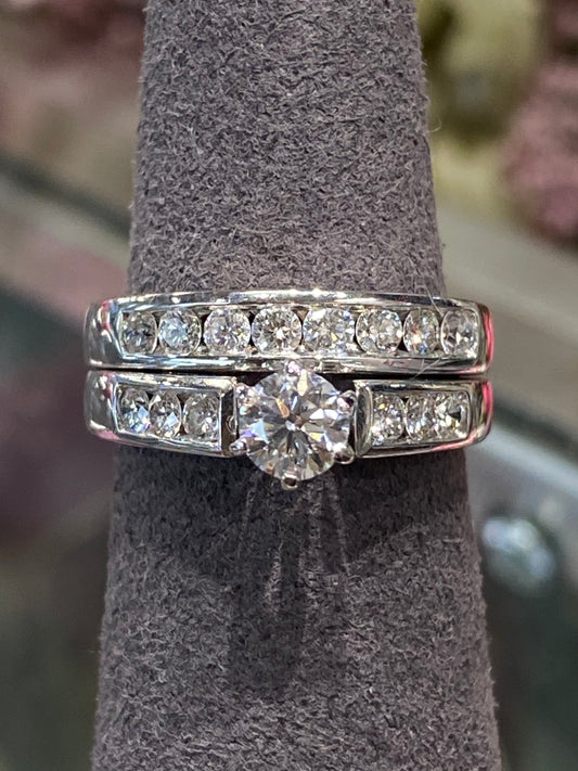 14k White Gold Diamond Wedding Set