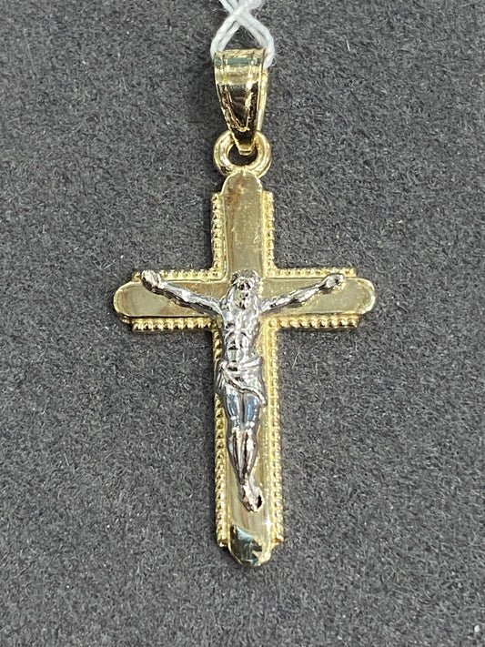 14k Two Tone Cross Pendant