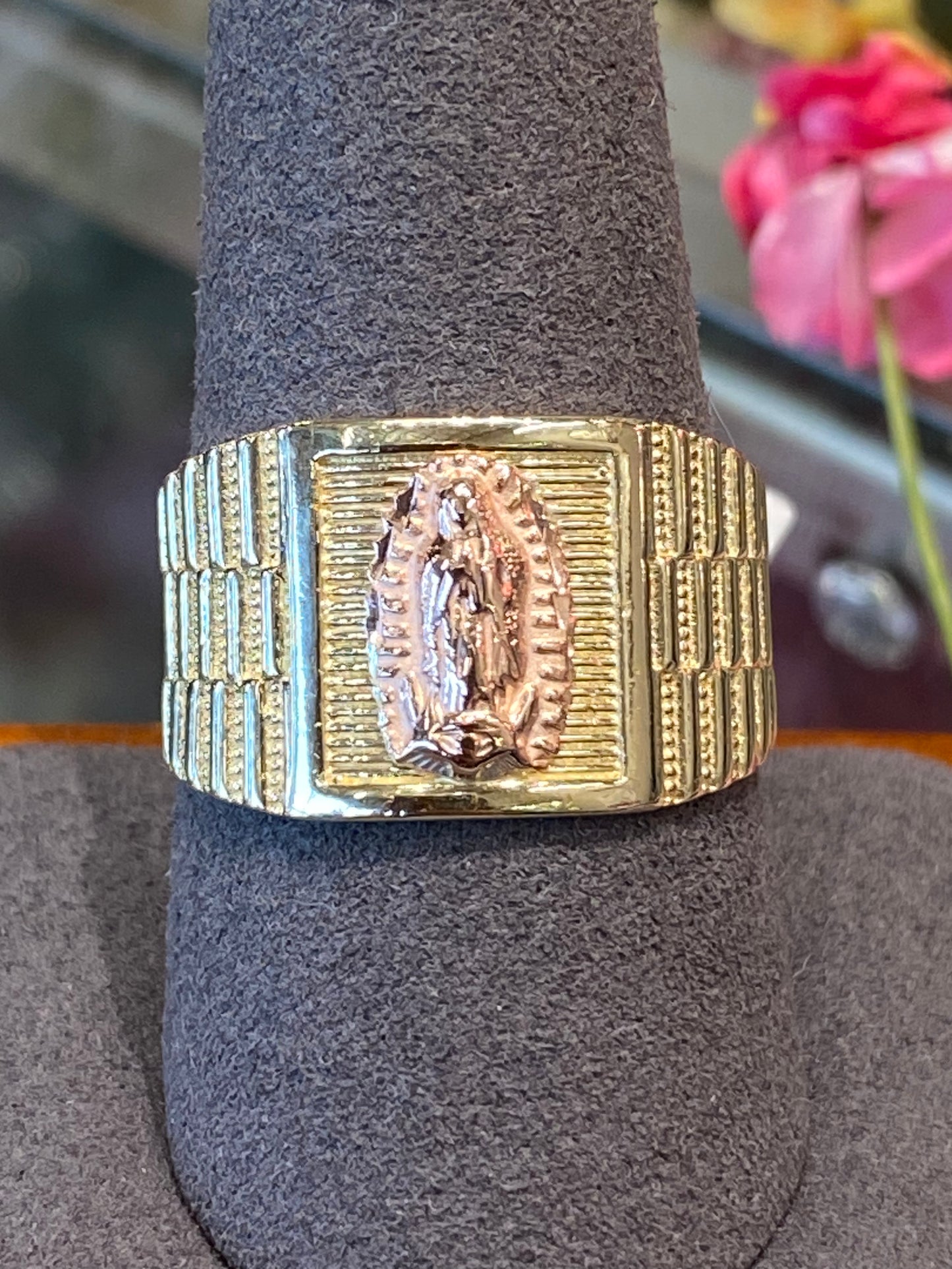 14k Two Tone Virgin Mary Ring