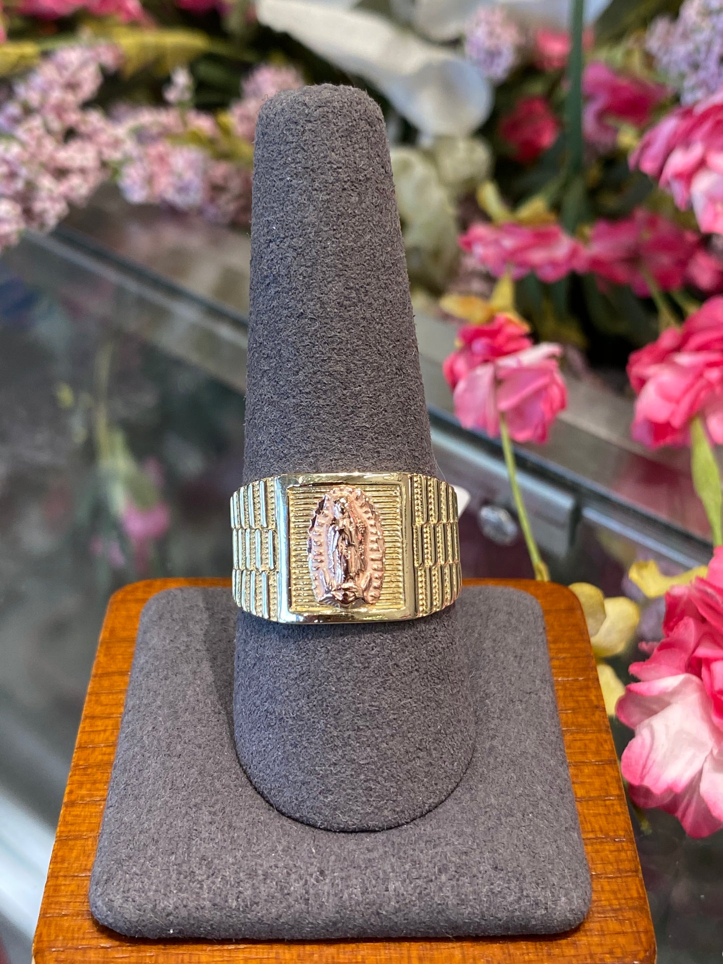 14k Two Tone Virgin Mary Ring