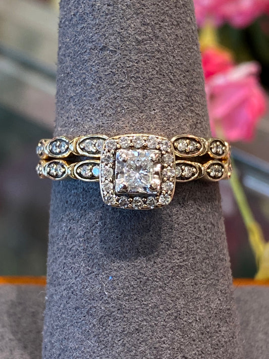 10k Yellow Gold Diamond Wedding Set