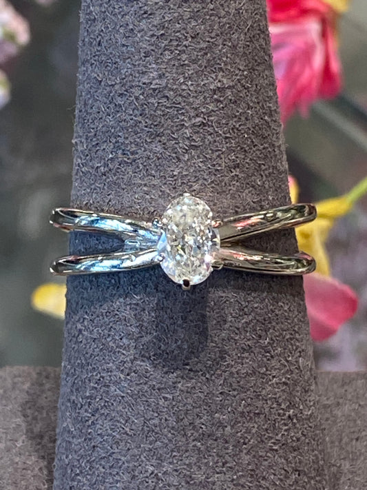 14k White Gold Diamond Engagement Ring