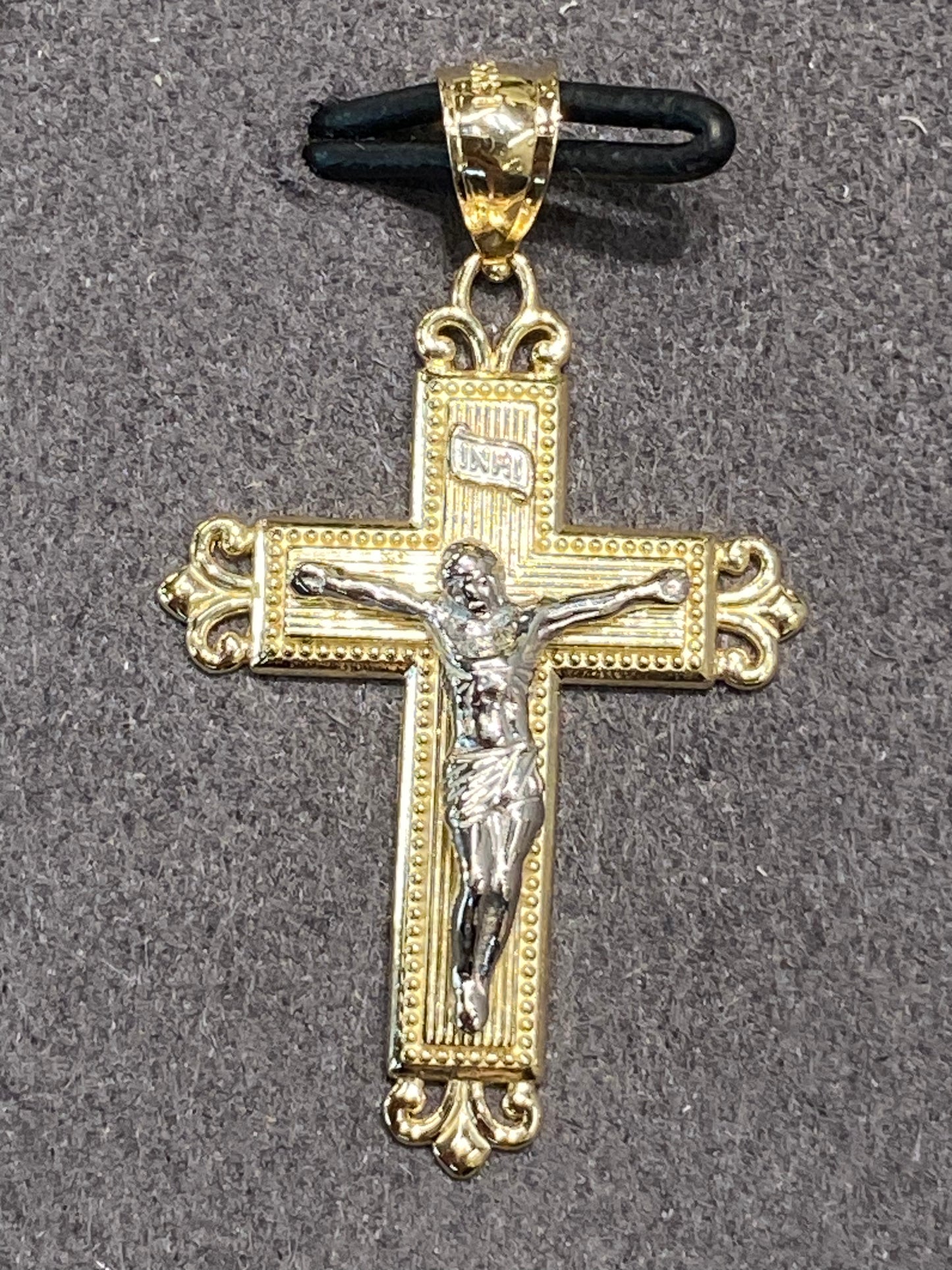 14k Two Tone Cross Pendant