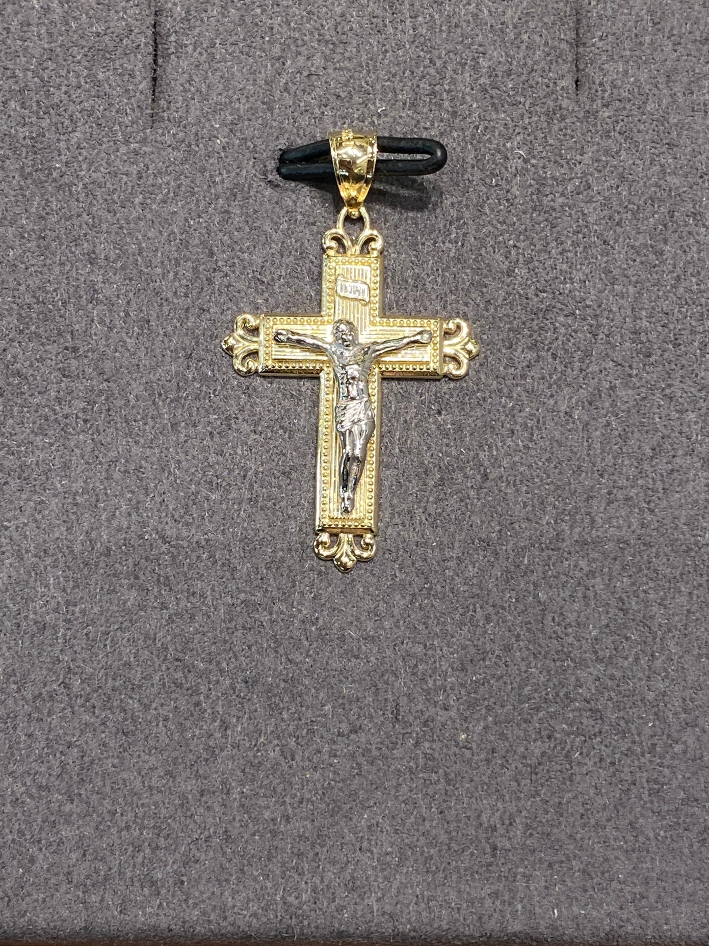 14k Two Tone Cross Pendant